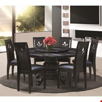 Jual Meja + 6 kursi makan Furnilux Severo Black Marble Bulat