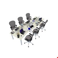 Meja Staff Kantor Desking  Wave Shaped Staff Desking
