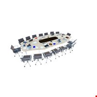 Meja Staff Kantor Desking Octagon Shaped Meeting Table with High Technology Support