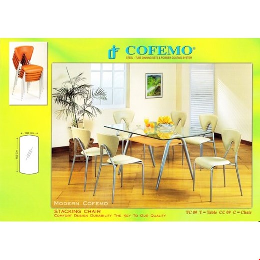 Jual Meja + 6 kursi makan minimalis Cofemo TC 09 + CC 09