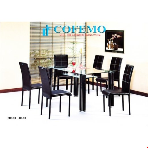 Jual Meja + 6 kursi makan minimalis Cofemo MC 03 + JC 03