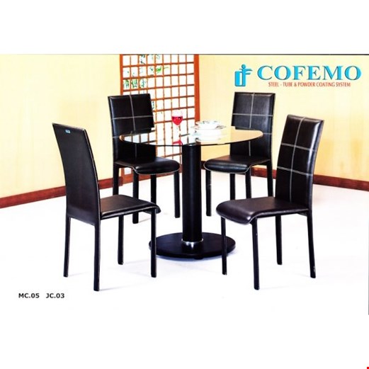 Jual Meja + 4 kursi makan minimalis Cofemo MC 05 + JC 03