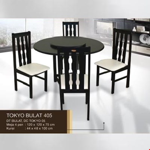 Jual Meja + 4 kursi makan minimalis Caserini Tokyo Bulat 405