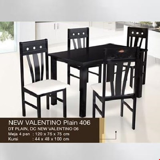 Jual Meja + 4 kursi makan minimalis Caserini New Valentino Plain 406