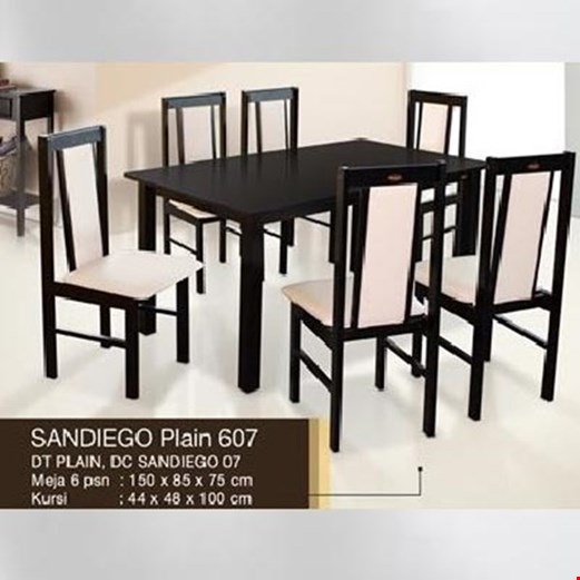 Jual Meja + 6 kursi makan minimalis Caserini Sandiego Plain 607