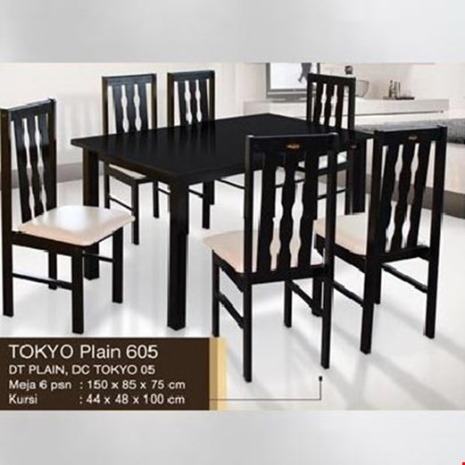 Jual Meja + 6 kursi makan minimalis Caserini Tokyo Plain 605