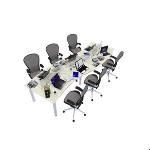 Jual Meja Staff Kantor Desking Curve Shaped Meeting Table with Elasto Leg